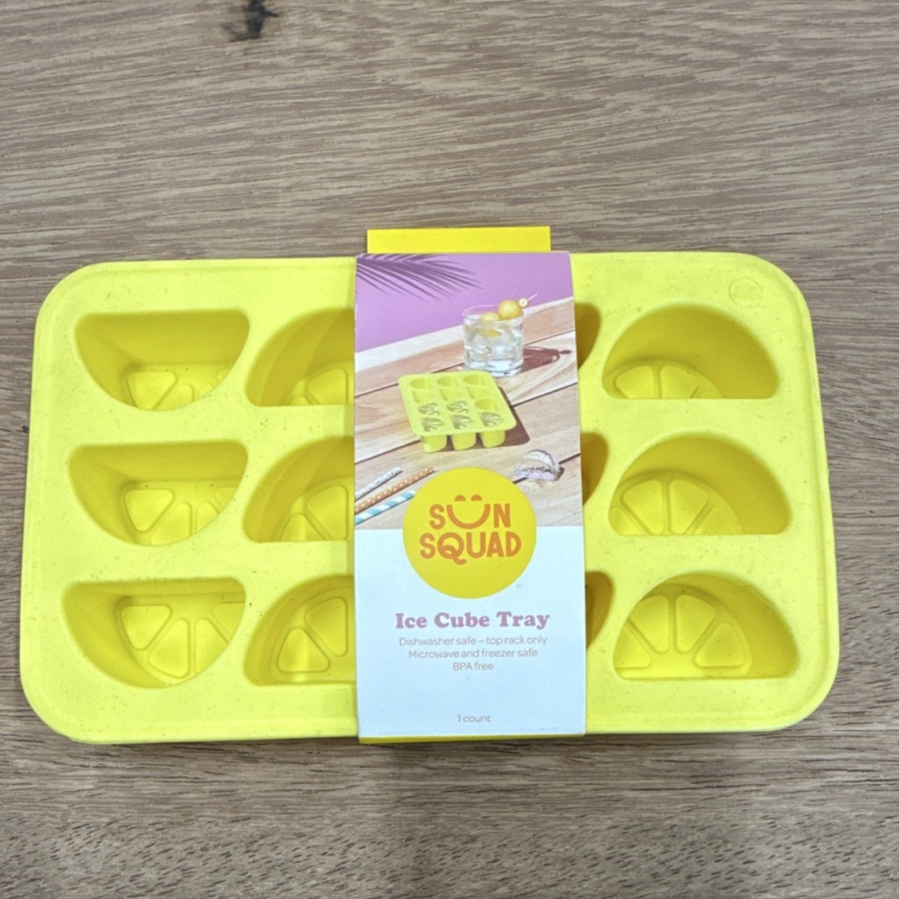 Sun Squad Yellow Silicone Lemon Slice  Ice Cube Tray Dishwasher Microwave Safe